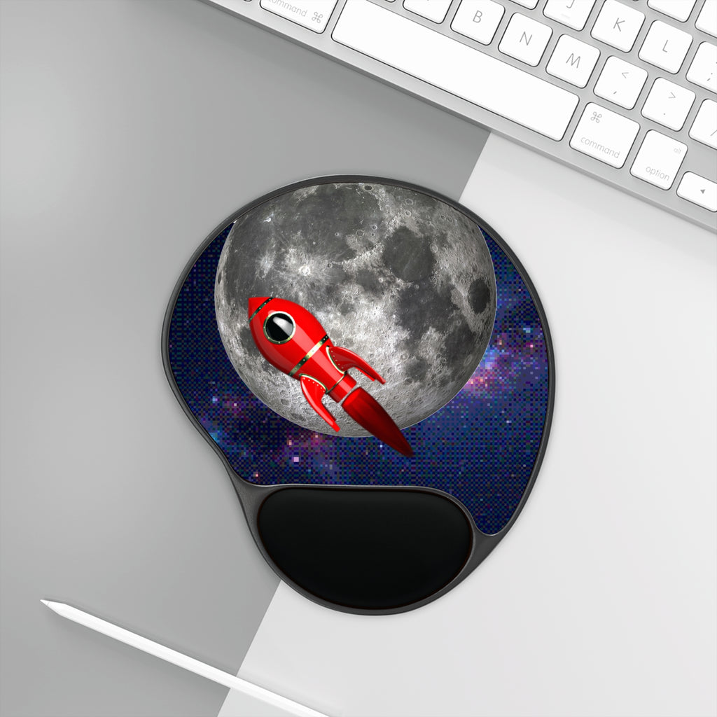 Mouse Pad with Wrist Rest - 'Roket Rest' Space Junk Empire Design