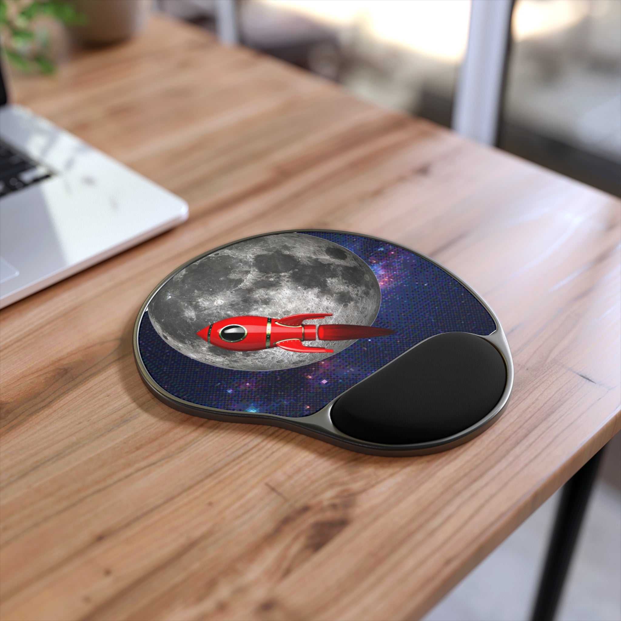 Mouse Pad with Wrist Rest - 'Roket Rest' Space Junk Empire Design