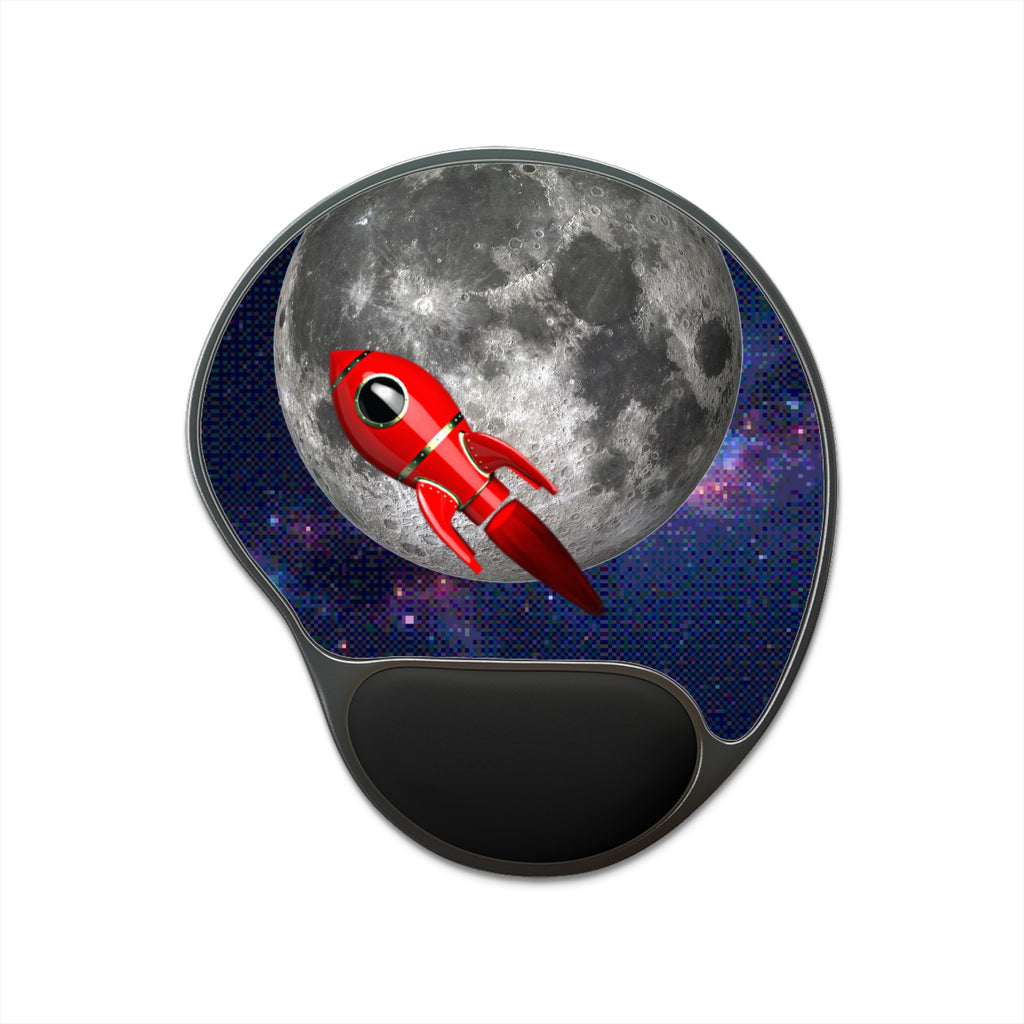 Mouse Pad with Wrist Rest - 'Roket Rest' Space Junk Empire Design