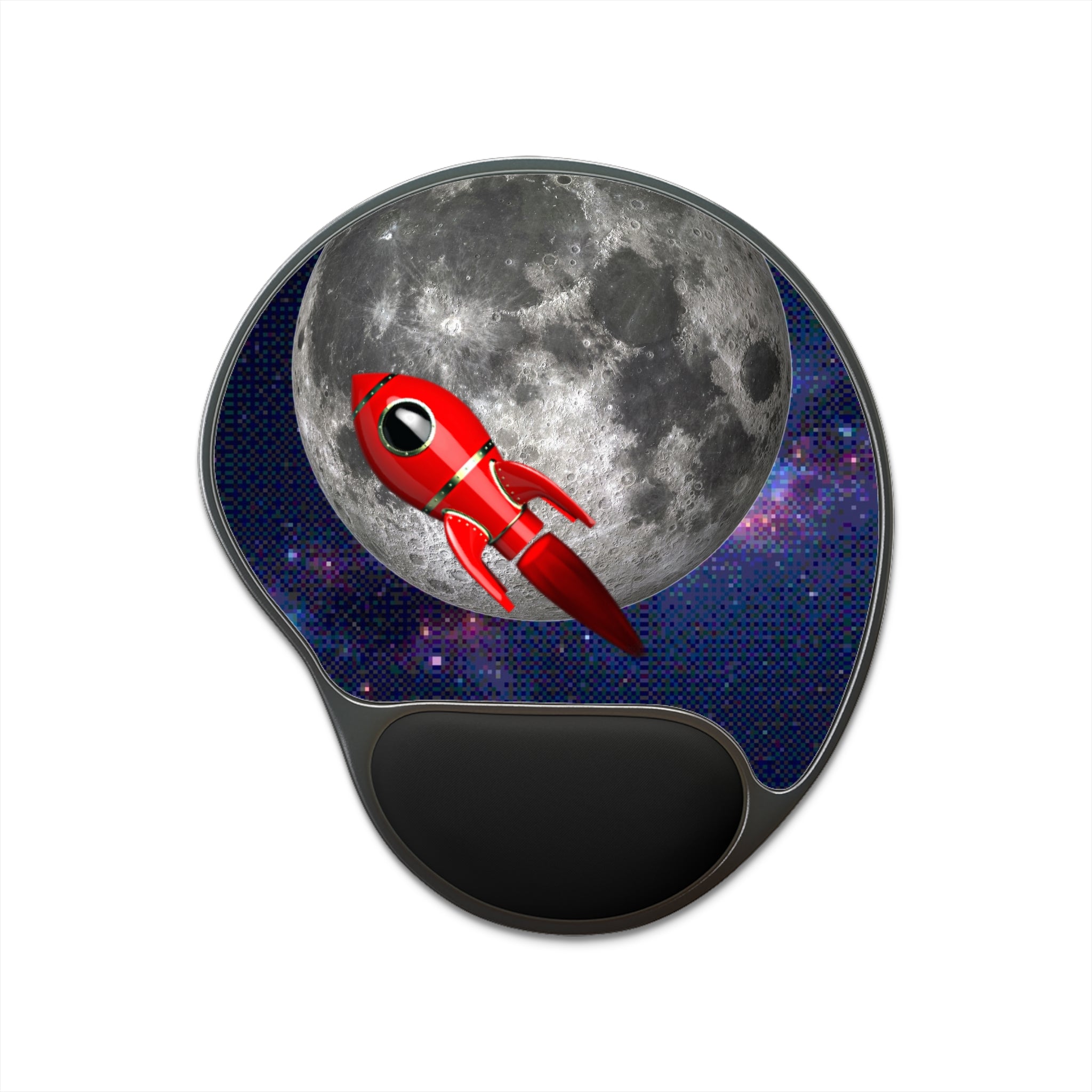 Mouse Pad with Wrist Rest - 'Roket Rest' Space Junk Empire Design